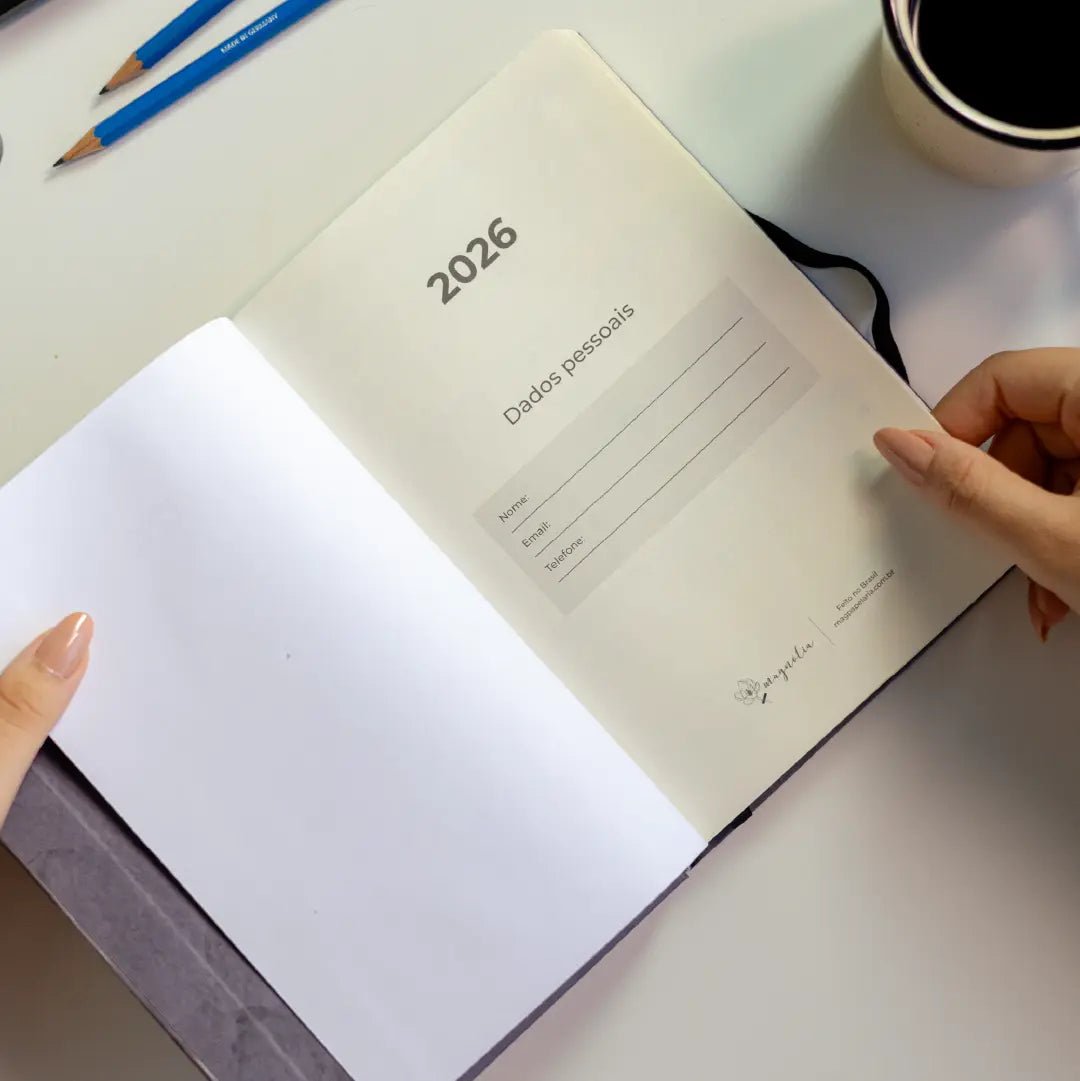 PLANNER SLIM 2026 MAGNOLIA CONCRETO CIMENTO BLACK - Magnolia Iguatemi Esplanada